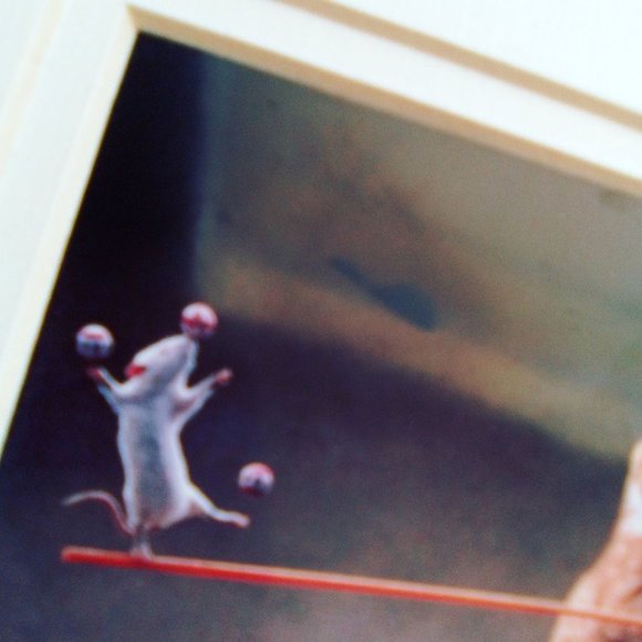 Rick Dublin "Balancing Act" art print dog on bike cat mouse 8x10 with border 5x7 - Picture 3 of 7